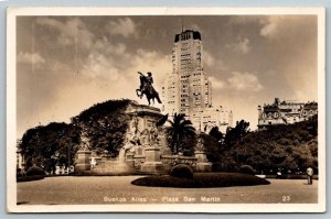 RPPC Buenos Aires  Argentina  Plaza San Martin  US Navy USS Davis    Postcard