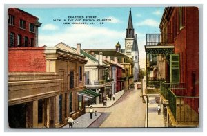 Vintage 1930's Postcard Chartres Street Old French Quarter New Orleans Louisiana