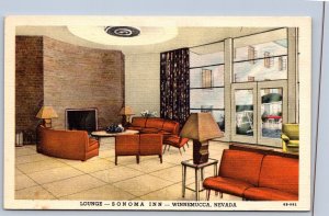 K44/ Winnemucca Nevada Postcard Linen Interior Sonoma Inn Lounge 493