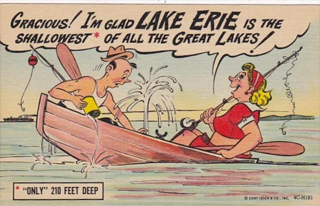 Pennsylvania Humour Couple Fishing In Boat That S Sinking On Lake Erie Curteich Hippostcard