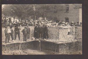 Hustisford WISCONSIN RPPC 191O CORNERSTONE CEREMONY School nr Neosho Juneau KB