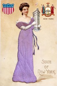 New York State Girl Appliqué Dress Landsdorf Postcard