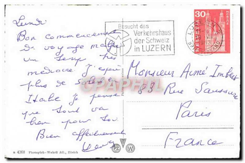 Modern Postcard Luzern Spreuerbrücke