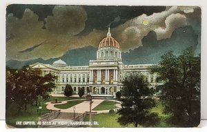 Harrisburg, Pennsylvania The Capitol As Seen At Night c1907 Postcard B9