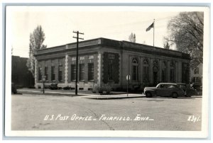 Fairfield Iowa IA RPPC Photo Postcard US Post Office 1949 Posted Vintage