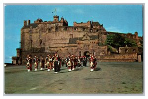 Highland Pipers On Parade At Edinburgh Castle Scotland Postcard