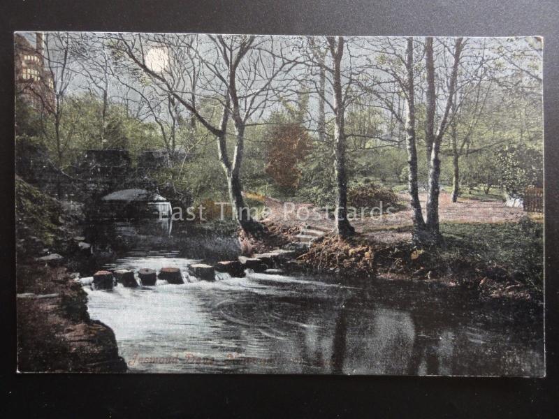 Newcastle on Tyne JESMOND DENE Stepping Stones by MOONLIGHT c1903 by Valentine