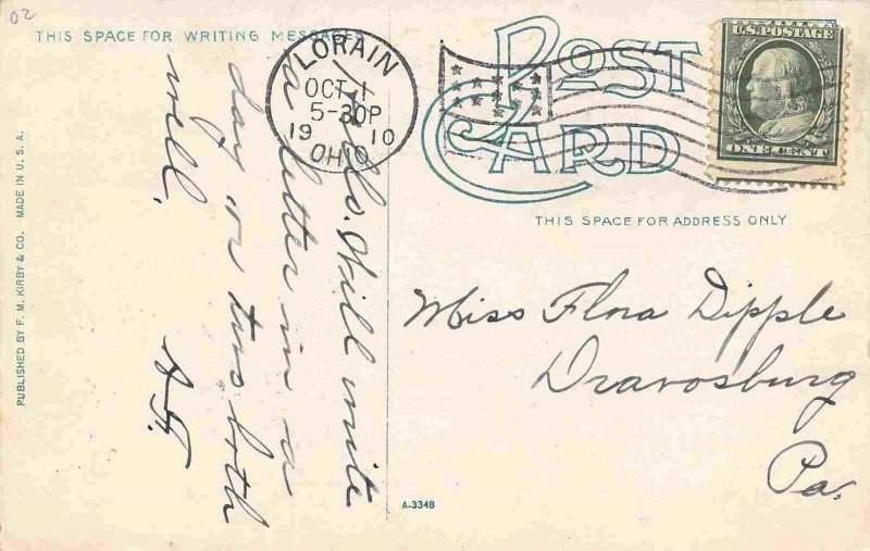 Ore Steamer Largest Freshwater Dry Dock Lorain Ohio 1910 postcard 