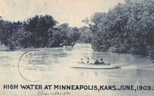Minnepolis Kansas High Water Flood Disaster Vintage Postcard AA36297
