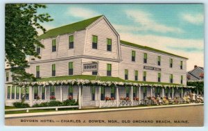 OLD ORCHARD BEACH, Maine ME ~ Roadside BOYDEN HOTEL c1940s Linen  Postcard