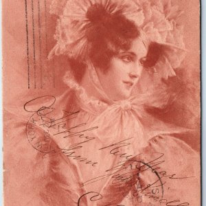 1900 M.M. Vienne Cute Victorian Woman UDB Postcard Red Artistic Bourgeois A76