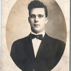 c1910s Handsome Young Man RPPC Real Photo Postcard Claude Whellenberger A162