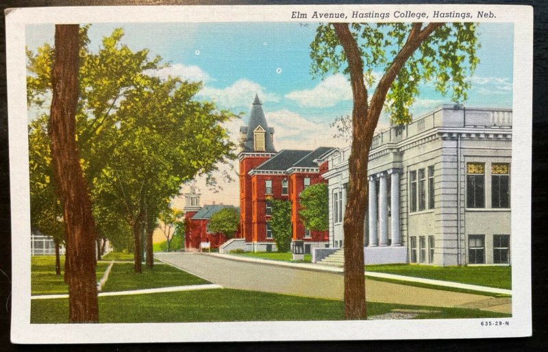 Vintage Postcard 1915-1930 Elm Avenue Hasting College Hastings Nebraska