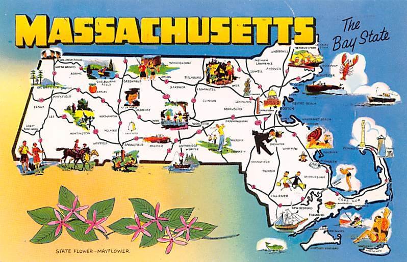Massachusetts USA Greetings From Unused 