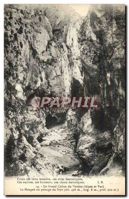 Old Postcard The Grand Canyon Du Verdon The Maugue Or Passage of the Styx