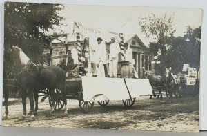 DELAWARE Iowa BARND SON Mason & PLASTERERS 1911 PARADE WAGON RPPC Postcard K14