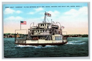 Vintage 1940's Postcard Ferry Sault Ste. Marie Ontario & Michigan NICE