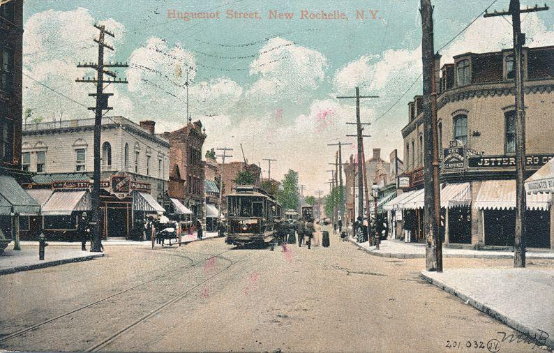 Trolley on Huguenot Street - New Rochelle NY, New York - pm 1907 - DB