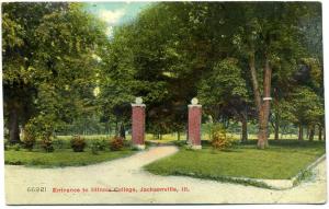 Illinois College Entrance, Jacksonville, Ill. PC  - 1911 PM