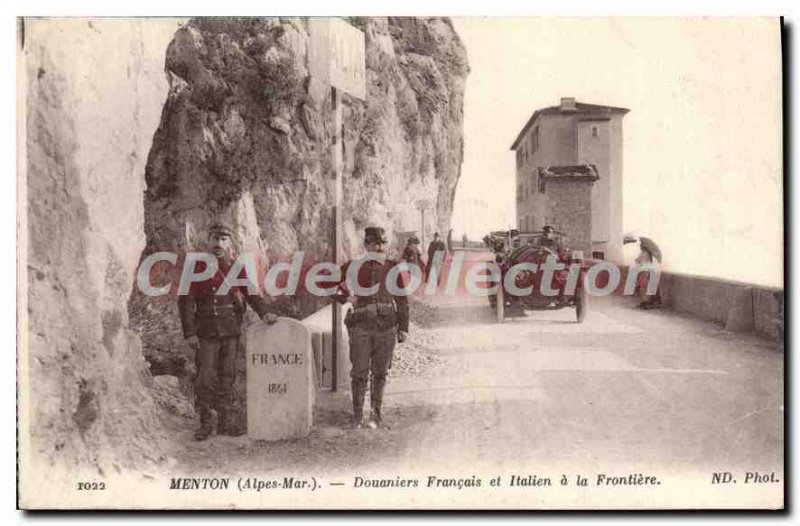 Postcard Menton Old French Customs And The Italian border Automotive