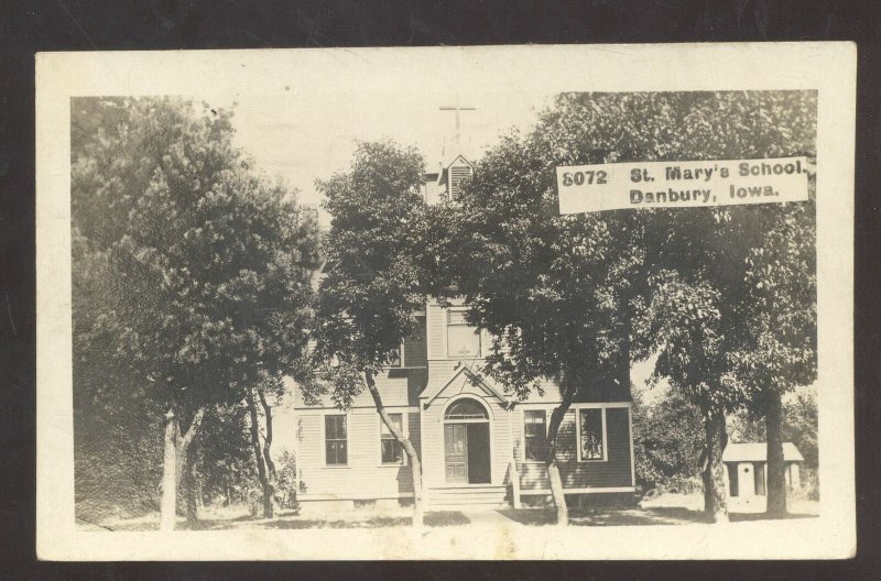 RPPC DANBURY IOWA ST. MARY'S SCHOOL BUILDING VINTAGE REAL PHOTO POSTCARD