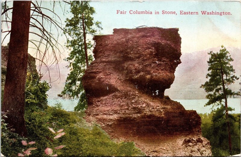 Fair Columbia In Stone Scenic Rock Formation Washington Landscape DB Postcard 