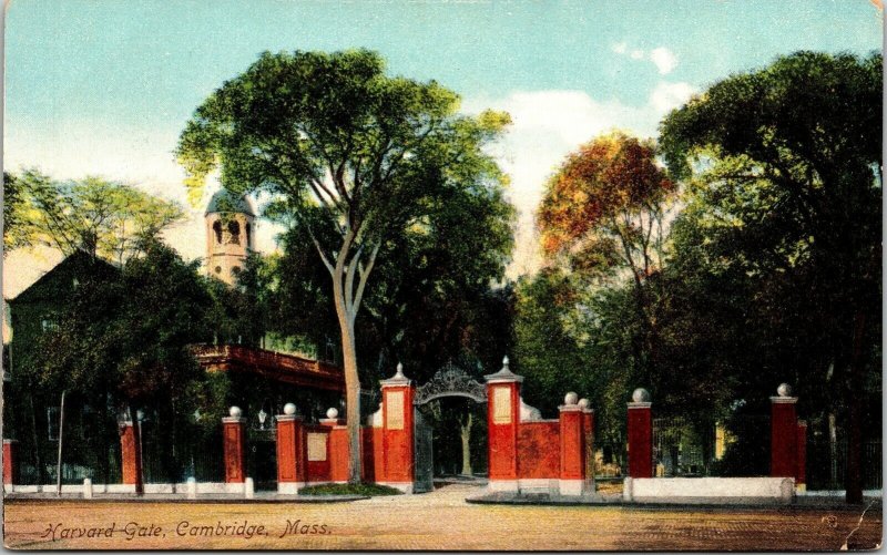 Harvard Gate Cambridge Mass Divided Back Postcard Unposted Vintage Germany UNP 