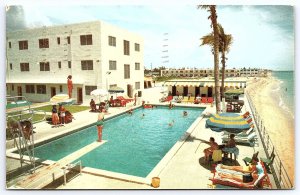1954 Kimberly Hotel Pool Cabana Miami Beach Florida FL Vacation Posted, Postcard