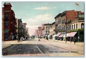 1912 Summit Street Looking Business Section Scene Toledo Ohio OH Posted Postcard