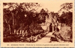 Postcard Cambodia Angkor-Thom Post of Vicotry and Hall of Giants