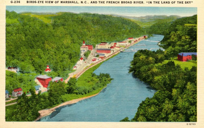 NC - Marshall. Town and French Broad River