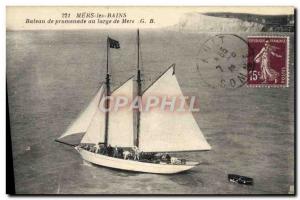 Postcard Old Boat Sailboat Mers les Bains Sightseeing boat off the seas