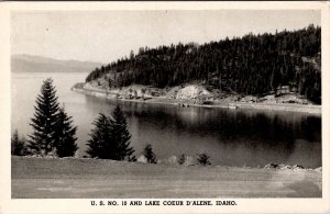 Idaho US no. 10 and Lake Coeur D'Alene Beautiful Scenic View Postcard Y8