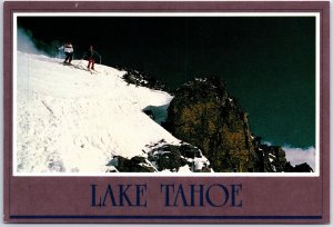 VINTAGE CONTINENTAL SIZE POSTCARD VIEW OF LAKE TAHOE - SCENE 1