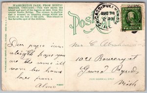 Vtg Chicago Illinois IL Washington Park View From Rustic Bridge 1910s Postcard