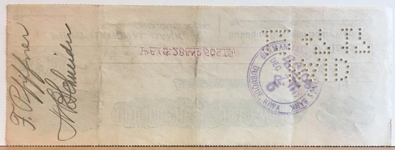 1917 Dubuque Boat & Boiler Works Dubuque IA Cancelled Check