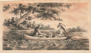 New York NY Wheat Bitters Row Boat Two-Color 3 x 5 Trade Card.