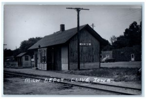 c1960 Milw Depot Clive Iowa IA Railroad Train Depot Station RPPC Photo Postcard