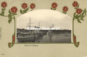 indonesia, SUMATRA SABANG, Atjeh Aceh, Steamers (1899) Art Nouveau Postcard (3)