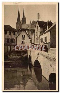Old Postcard Chartres Old Bridge and old houses