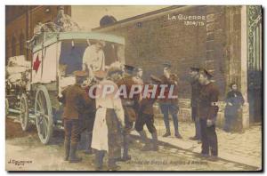 Postcard Old Sante Army Arrival wounded Englishman Amiens Red Cross