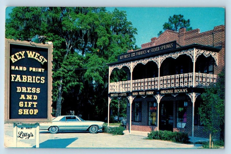 Silver Springs Florida FL Postcard Key West Hand Print Fabrics Boulevard c1960