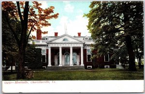 Monticello Charlottesville Virginia VA Front Building Grounds Trees Postcard