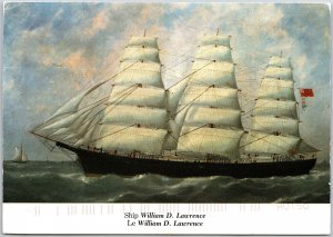 Ship William D. Lawrence Le William D. Lawrence Wooden Full Ridge Ship Postcard