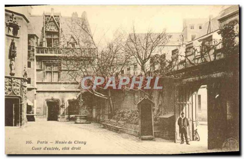 Postcard Old Paris Musee De Cluny Court D & # 39entree right side