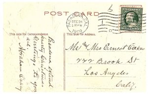 A Merry Christmas Winter Scene with Snow Mistle Toe Postcard 1909 Pasadena CA