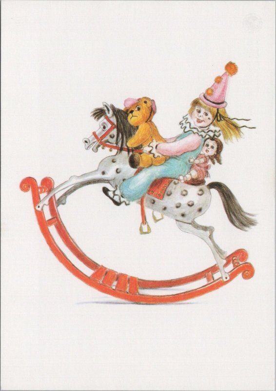 Children's Art Postcard - Artist Linda Lee, The Rocking Horse RR17352