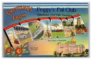 Large Letter Greetings Peggy's Pal Club Advertising Linen Postcard I19