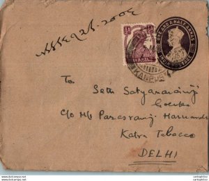 India Postal Stationery George VI 1 1/2 A to Delhi