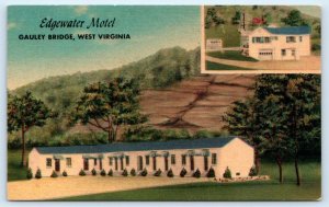 GAULEY BRIDGE, WV West Virginia ~ Roadside EDGEWATER MOTEL c1940s Linen Postcard
